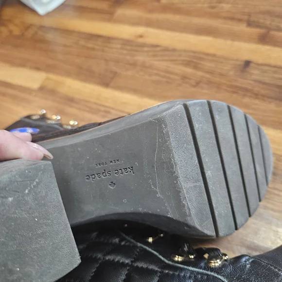 Kate Spade Black Quilted Lace-Up Heeled Boots - Picture 7 of 10